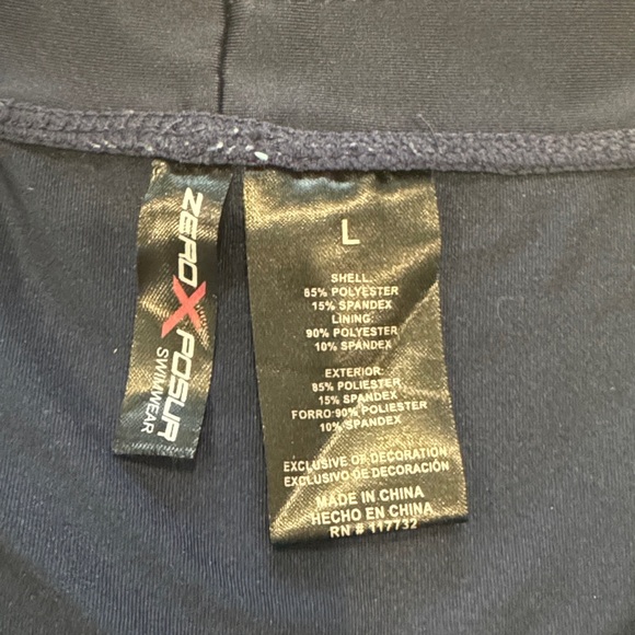 Navy Blue Swim Shorts with Teal Accent -L - Picture 2 of 5